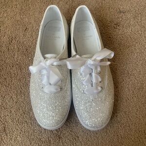 Keds x Kate Spade White/Silver Glitter Shoes